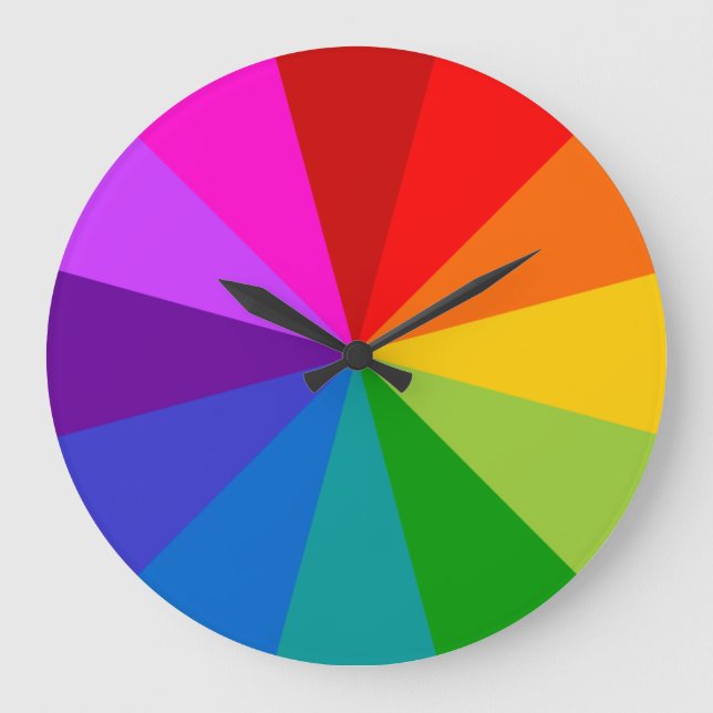 Grande Horloge Ronde Rainbow Palette Wall Clock No Numbers (Recto)