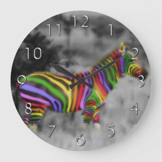 Grande Horloge Ronde Rainbow Zebra