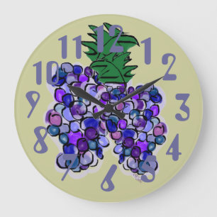 Grande Horloge Ronde Raisins de Whimsy (sauge)