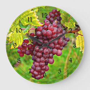 Grande Horloge Ronde Raisins rouges sur vigne