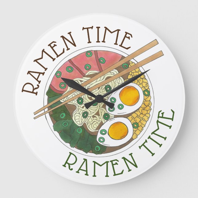Grande Horloge Ronde Ramen Time Japonais Nourriture Noodé Soupe Restaur (Recto)