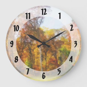 Grande Horloge Ronde Rangée des arbres d'automne