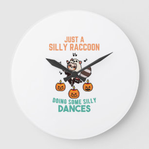 Grande Horloge Ronde Raton laveur danse Halloween citrouille fête