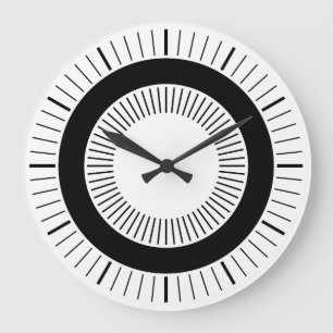 Grande Horloge Ronde Rayons concentrés - Noir solide