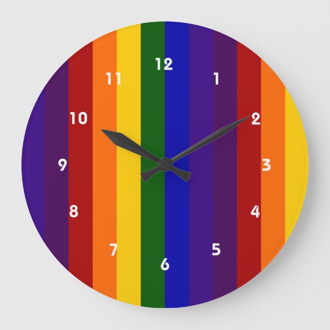 Grande Horloge Ronde Rayures arc-en-ciel (Recto)