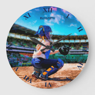 Grande Horloge Ronde Receveur du base-ball et peinture de stade