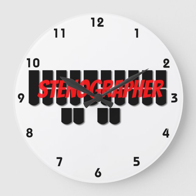 Grande Horloge Ronde Red and Black Stenografer Steno Machine Key Clock (Recto)