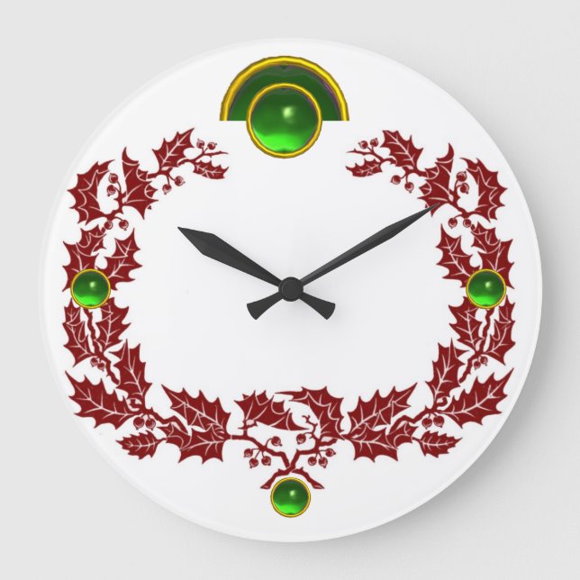 GRANDE HORLOGE RONDE RED CHRISTMAS CROWN WITH HOLLY BERRIES (Recto)