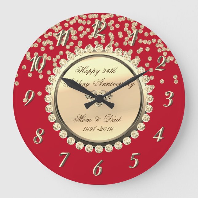 Grande Horloge Ronde Red Gold Diamonds 25e anniversaire de mariage (Recto)