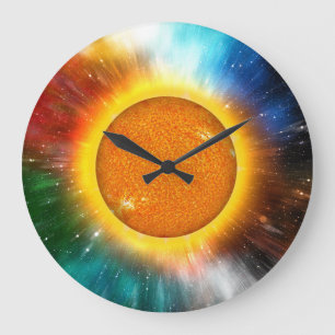 Grande Horloge Ronde Red Orange Galaxy Time Blue Yellow
