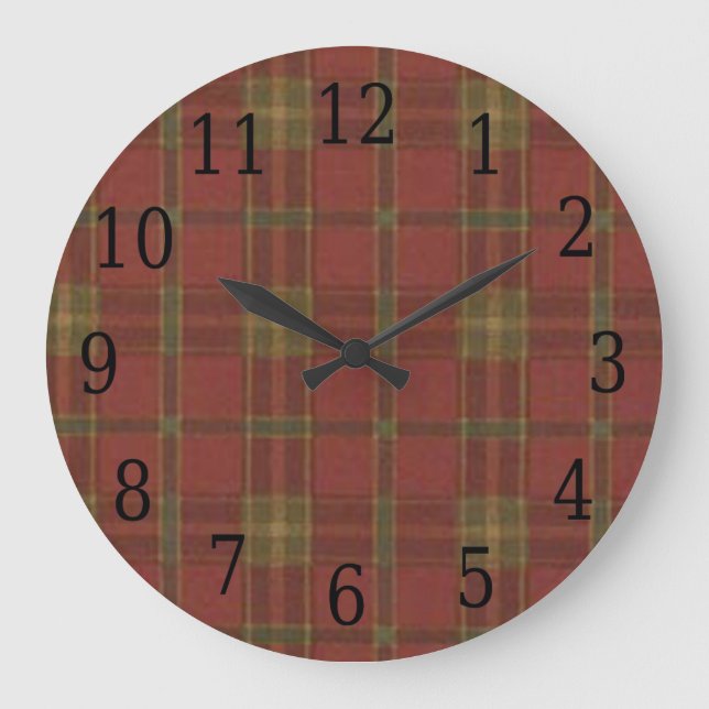Grande Horloge Ronde Red Plaid Round Clock (Recto)