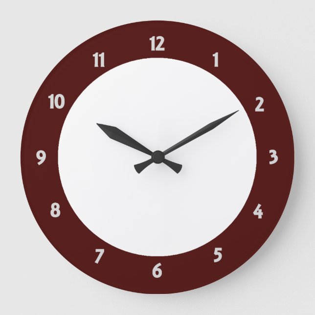 Grande Horloge Ronde Red Trim White Number Clock Face Modern Clock (Recto)