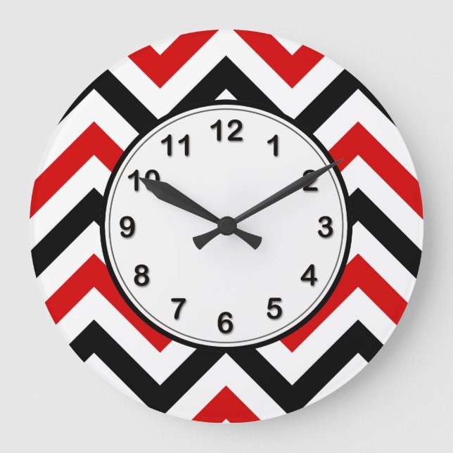 Grande Horloge Ronde Red, white, Black Large Chevron Zig Zag (Recto)