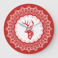 Red & White Christmas Deer White Mandala Frame