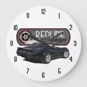 Grande Horloge Ronde Redline Garage noir Vette