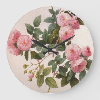 Grande Horloge Ronde Redoute Pink Peony Roses Wall Clock