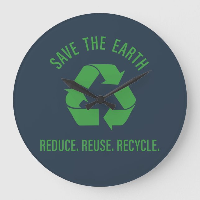 Grande Horloge Ronde Réduire la réutilisation recycler sauver la terre (Recto)