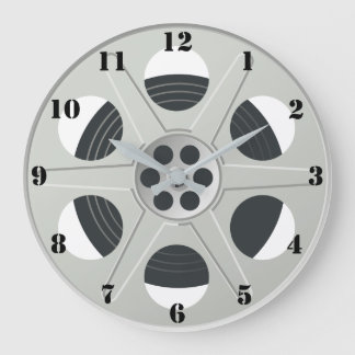 GRANDE HORLOGE RONDE RÉEL FILM CLASSIQUE (AVEC NUMÉRAUX NOIR)