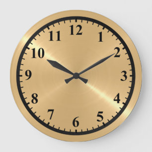 Grande Horloge Ronde Regard en acier brillant inoxydable en métal d'or