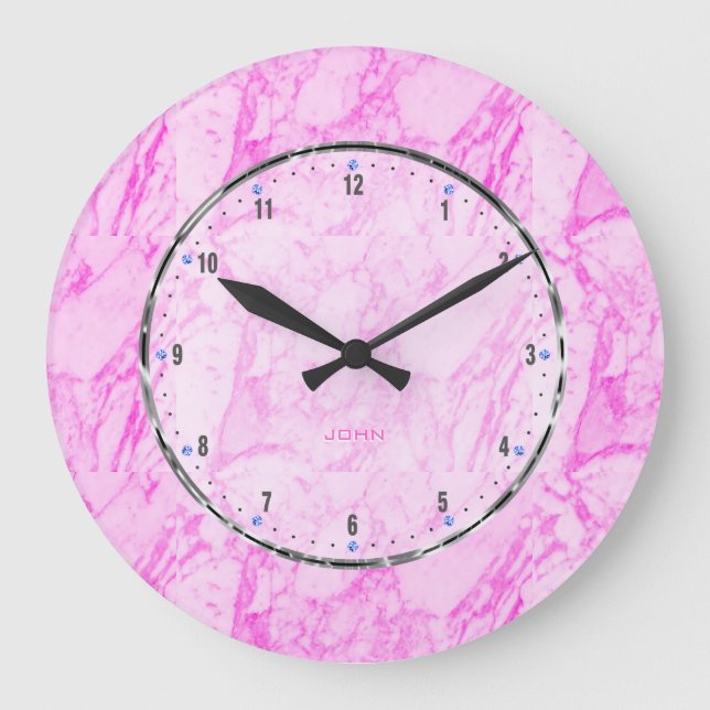 Grande Horloge Ronde Regard en pierre de marbre rose-clair (Recto)