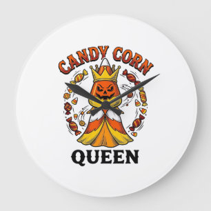 Grande Horloge Ronde Reine Candy Corn Vintage Halloween Candy Shirt Art