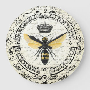 Grande Horloge Ronde reine des abeilles française vintage moderne