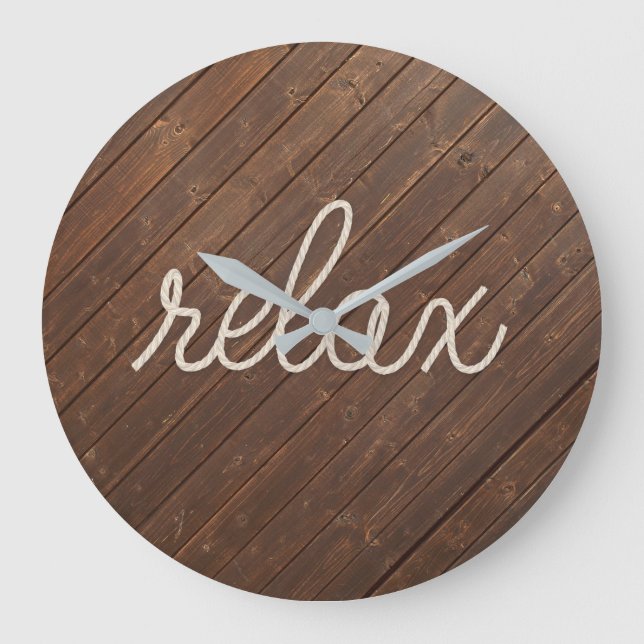 Grande Horloge Ronde RELAX Texte On Teak (Recto)