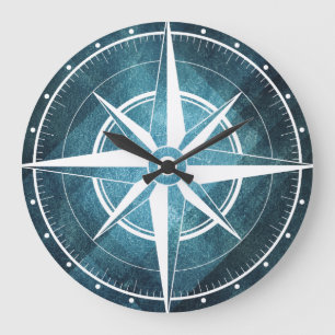 Grande Horloge Ronde Reloj de pared brújula azulada