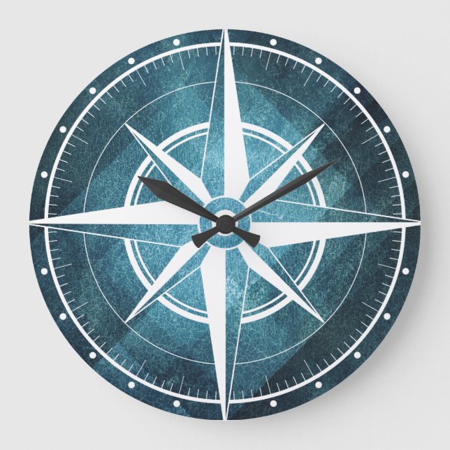 Grande Horloge Ronde Reloj de pared brújula azulada (Recto)