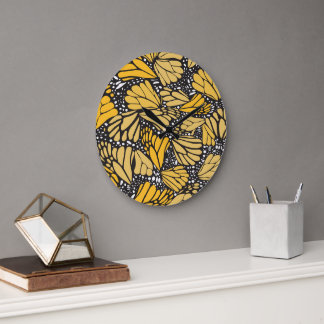 Grande Horloge Ronde Reloj de pared circular estampado mariposa monarca