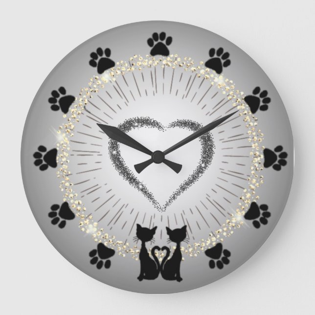 Grande Horloge Ronde Reloj de pared con gatos (Recto)