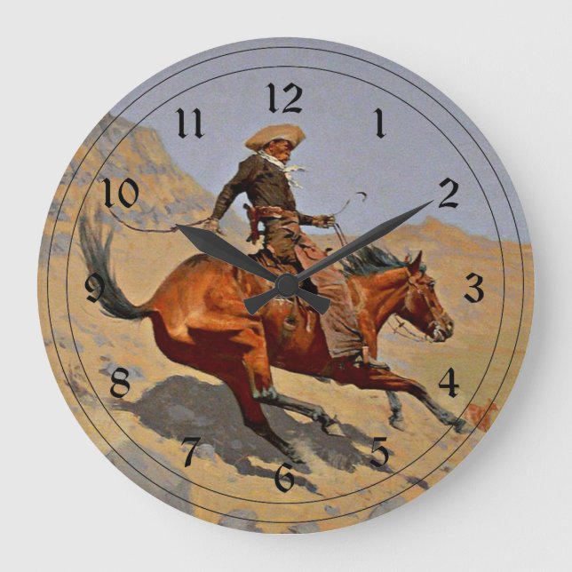 Grande Horloge Ronde Remington : Le Cowboy, l'art des cow-boys américai (Recto)