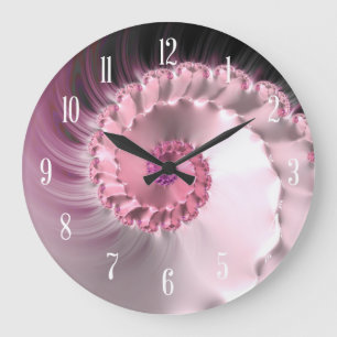Grande Horloge Ronde Remous en cristal rose de fractale