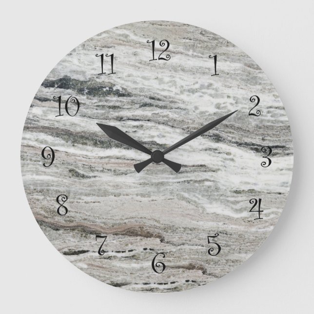 Grande Horloge Ronde Représentation naturelle du marbre en pierre (Recto)
