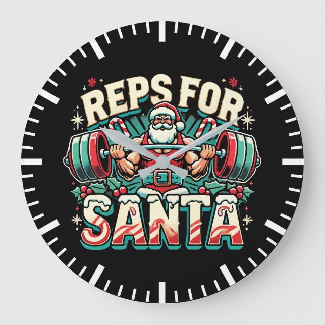 Grande Horloge Ronde Reps pour Père Noël - Funny Christmas Fitness (Recto)