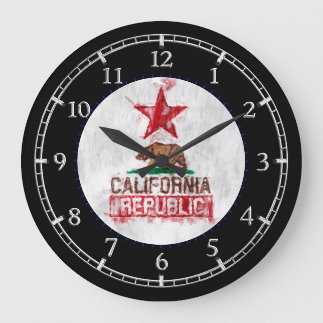 Grande Horloge Ronde République de Californie dans le style peint (Recto)