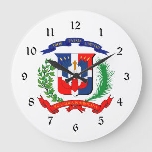 Grande Horloge Ronde République Dominicaine - Sceau - Drapeau - Symbol