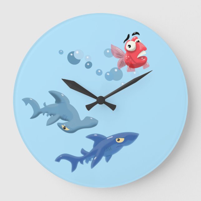 Grande Horloge Ronde Requin et poisson (Recto)