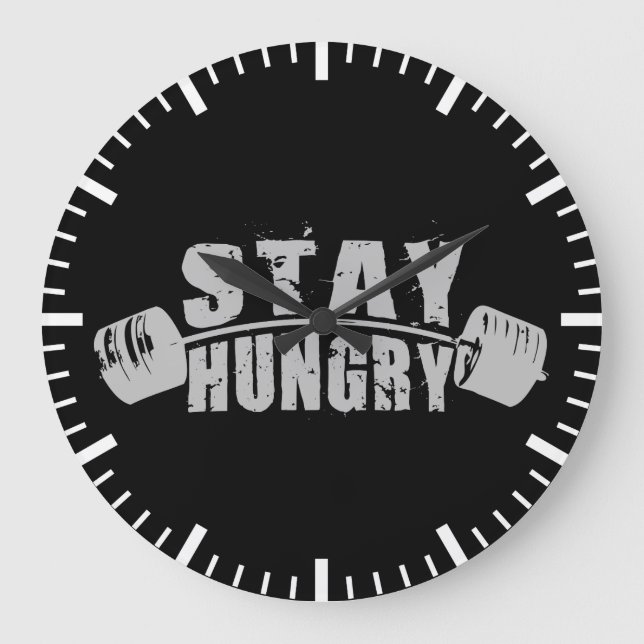 Grande Horloge Ronde Restez affamé - Exercice de musculation Motivation (Recto)