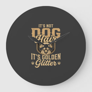 Grande Horloge Ronde Retriever doré drôle cheveux paillettes