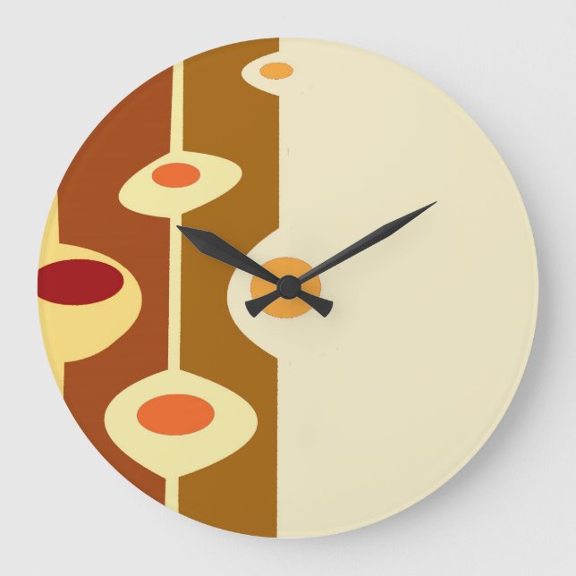 Grande Horloge Ronde Rétro art les années 70 abstrait (Recto)