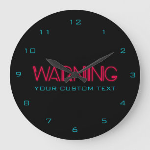 Grande Horloge Ronde Rétro avertissement de lampes au néon des année