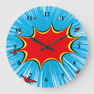 Grande Horloge Ronde Rétro bleu et le rouge tient le premier rôle