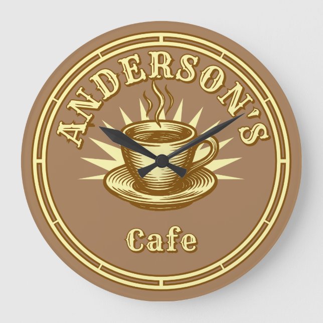 Grande Horloge Ronde Retro Cafe Sign Template (Recto)