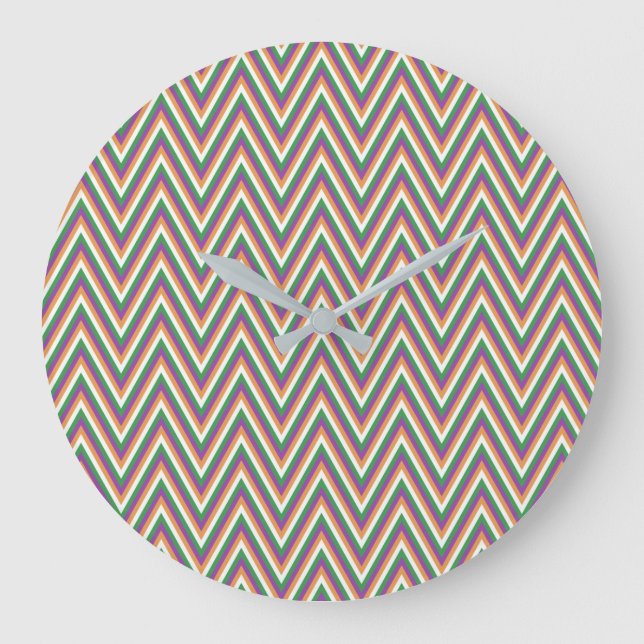 Grande Horloge Ronde Retro Chevron Pattern (Recto)