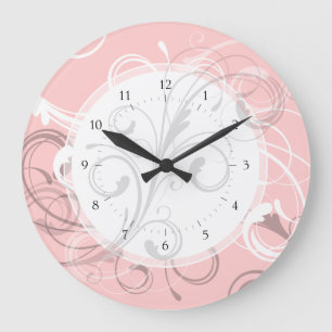 Grande Horloge Ronde Rétro couleur de coutume de remous de joli rose d