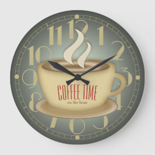 Grande Horloge Ronde Rétro couleur drôle de coutume de temps de café