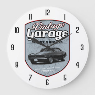 Grande Horloge Ronde Rétro garage vintage de Camaro