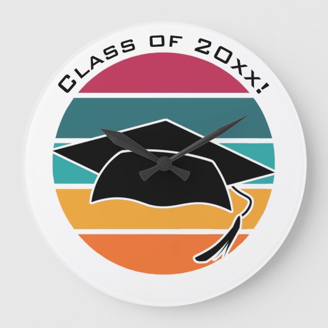 Grande Horloge Ronde Retro Graduation Graduation Casquette Mortarboard (Recto)