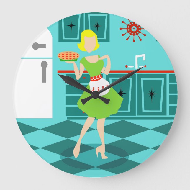 Grande Horloge Ronde Rétro Kitchen Round Acrylic Wall Clock (Recto)